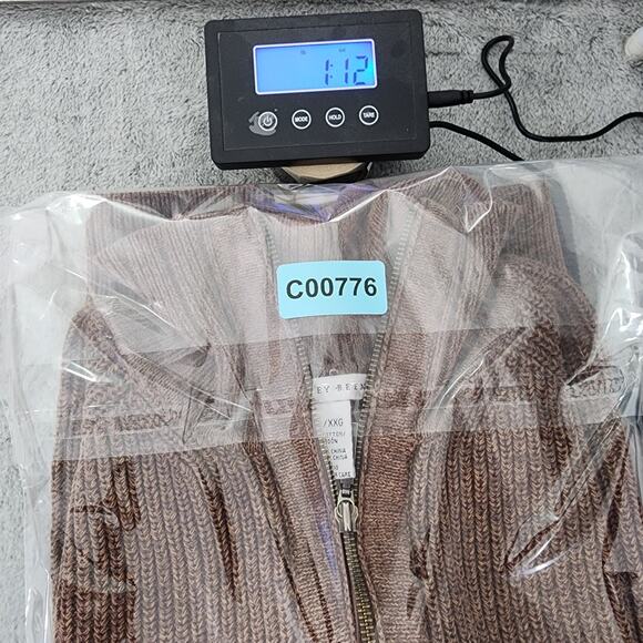 Geoffrey Beene Sweater Mens XXL Brown Chunky Cotton Knit 1/4 Zip Pullover Preppy - Picture 7 of 7